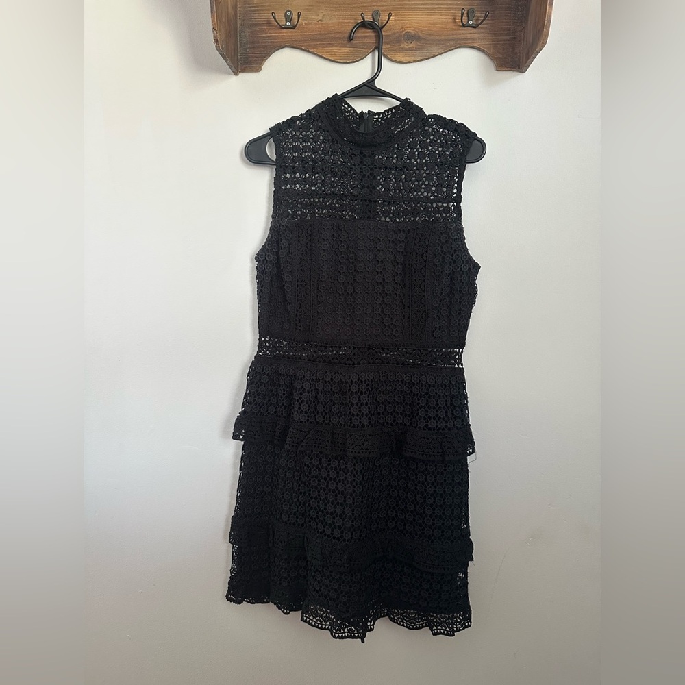 Leith Black Lace Midi Dress